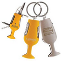 Wine Glass Multi-Function Pocket Knife w/ Key Ring